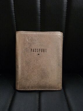 Fossil Gold Leather Passport Holder/Cover and Wallet